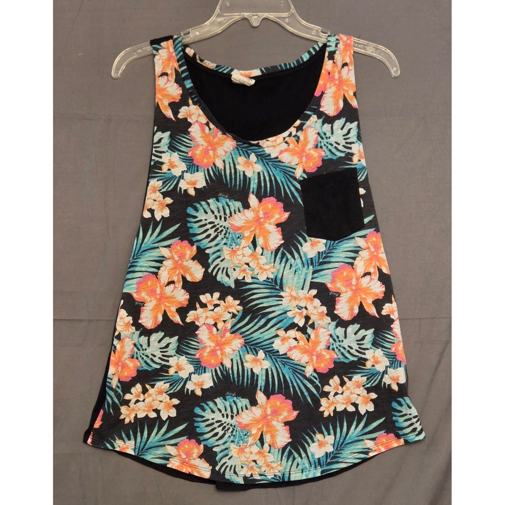 Pink Victoria's Secret Floral Tropical Tank Top‎ Womens Size Large Chest Pocket